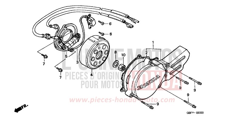 KURBELGEHAEUSEDECKEL, L./ GENERATOR von CR80R "große Räder" EXPLOSION RED (R254) von 2001